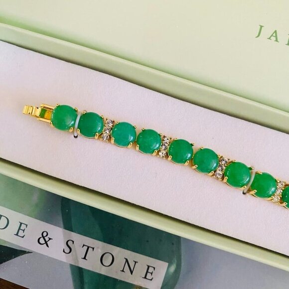 Jade & Stone Jade Tennis Bracelet CZ Crystals NEW! - Picture 9 of 9